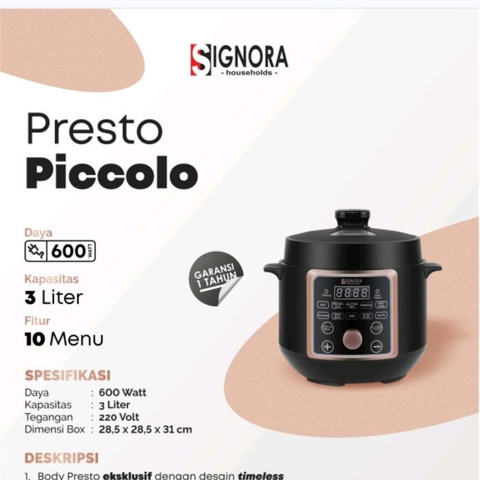 Panci Presto Signora Piccolo Pressure Cooker Kapasitas 3 Liter Signora