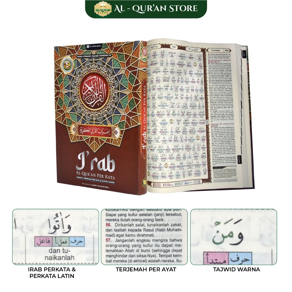 Irab Quran Perkata - Alquran Irab Nahwu Shorof Ukuran A4 (21 X 30cm) Besar Untuk Santri Dilengkapi