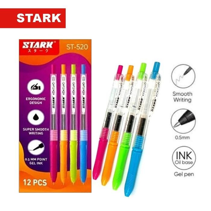 

ID PULPEN GEL STARK KOKOHO SWEET GEL PEN 0.5MM TINTA HITAM ISI 12 PCS