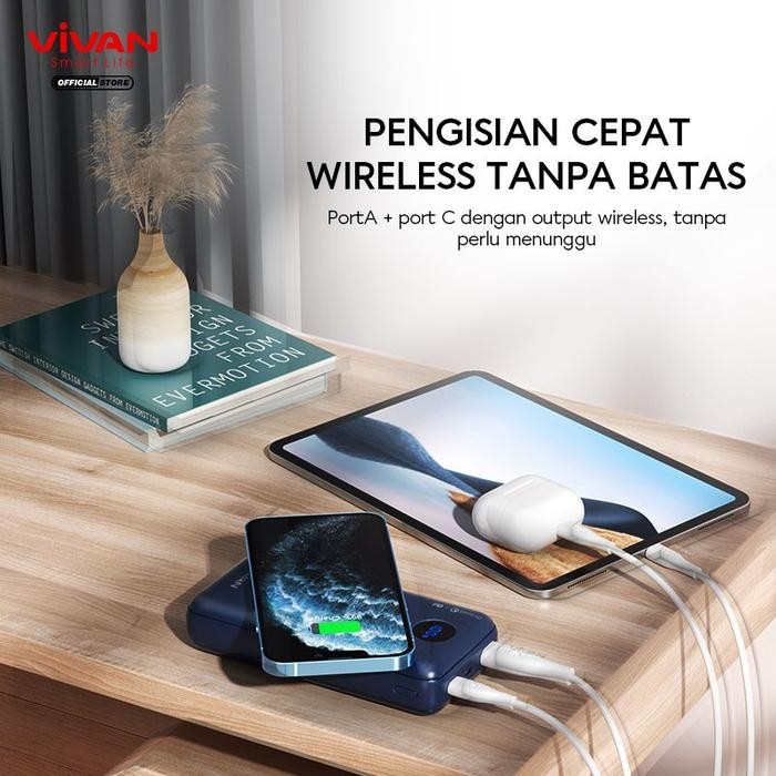 Vivan Vpb-W20 20000Mah Qi Wireless Powerbank Quick Charge Original