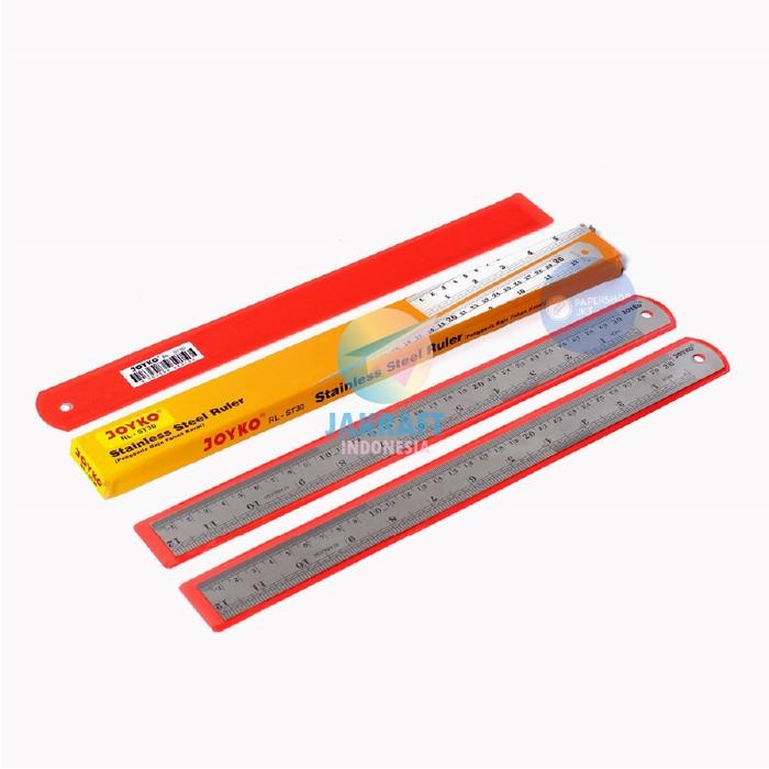 

ID (12 PCS) GROSIR PENGGARIS BESI JOYKO RL-ST30 ANGKA HURUF CETAK GRAFIR LASER STAINLESS STEEL RULER