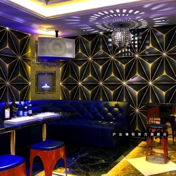 Senja_Craft Paket Hemat 5 Roll Wallpaper Sticker Dinding Kristal Cakra Batu Alam Geometris 3D