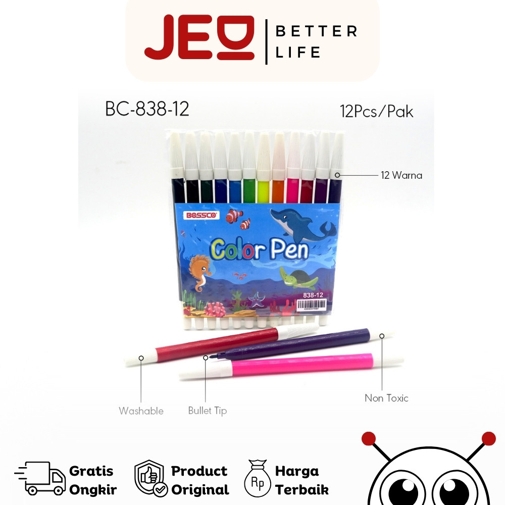 

(1 GROSS) Spidol CO 12 WARNA BESAR 838/ Spidol 12 warna CO 838/ CO pw 12 warna BESAR