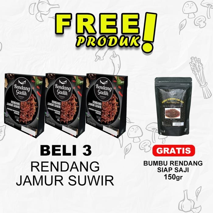 

PastikanDikirimLgsg- PAKET 3 PCS RENDANG DAGING JAMUR SUWIR