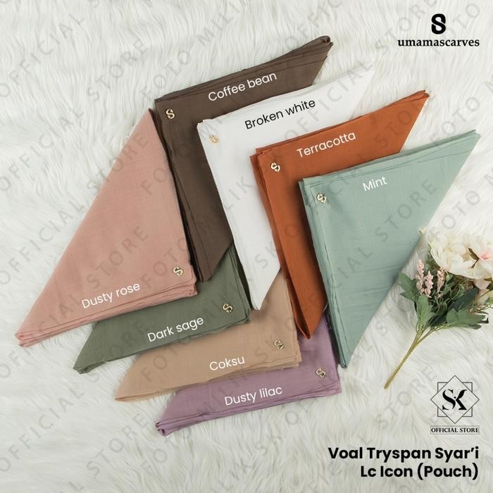 Hijmoda- Jilbab Umama Scarf Voal Tryspan Syari Lasercut Logo S Pouch 130X130Cm Kerudung Voal