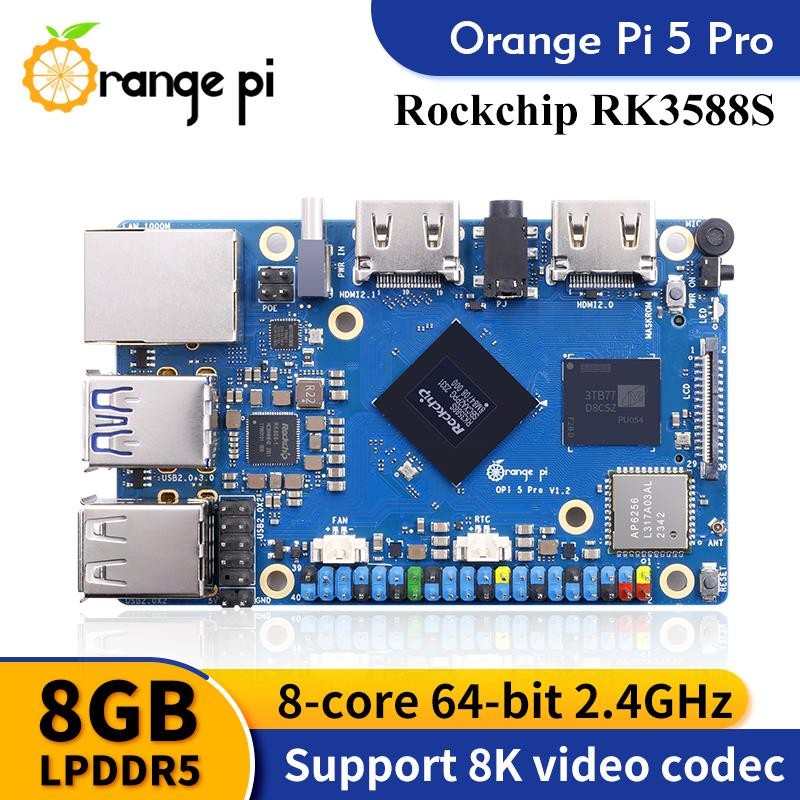 New Orange Pi 5 Pro Single Board Computer 8GB Ram RK3588S LPDDR5 Wifi5.0-BT5 Development Board M2.0 