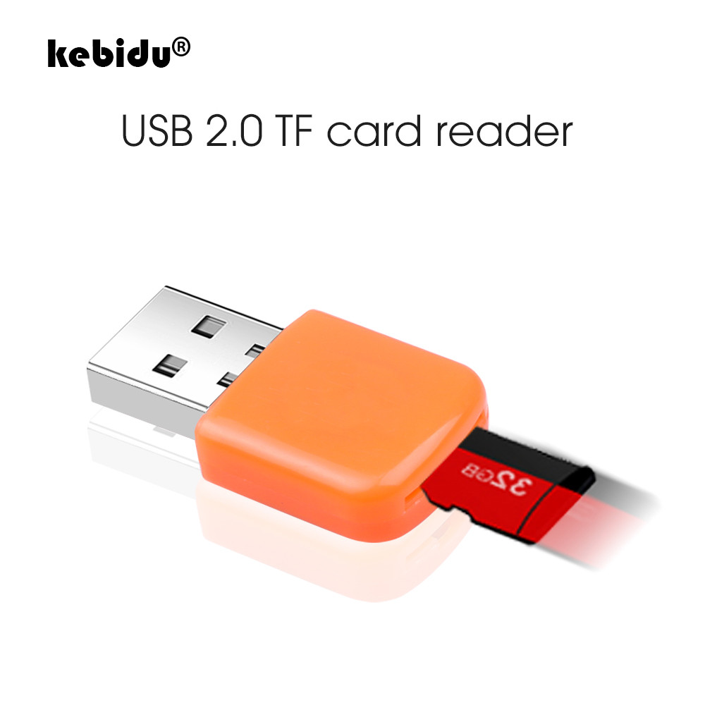 Kebidu Portable USB 2.0 Card Reader For Mini TF Card Flash TF Memory Card Reader High Speed TF Card 