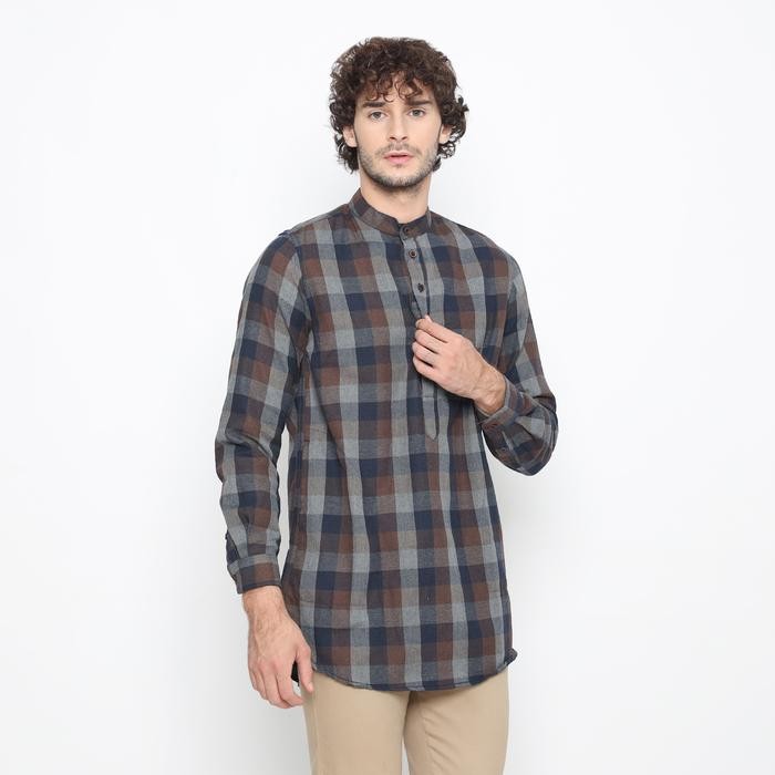 Elhaz- Pakaian Pria Muslim Kurta Flanel Lengan Panjang Motif Kotak All Varian Termurah Baju