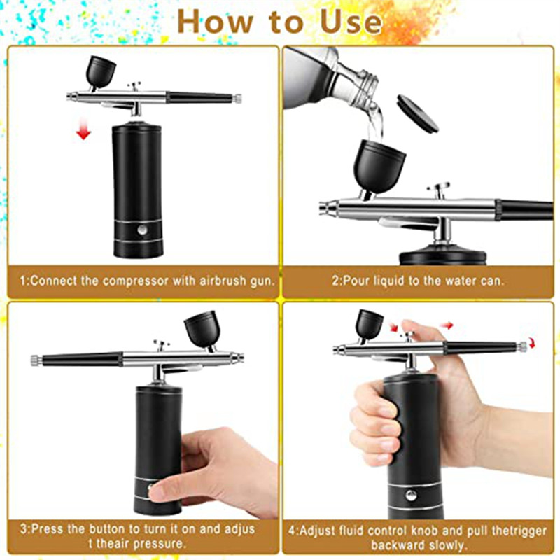 Airbrush Kit Rechargeable Cordless Airbrush Compressor,30PSI High Pressure,Portable Handheld Airbrus