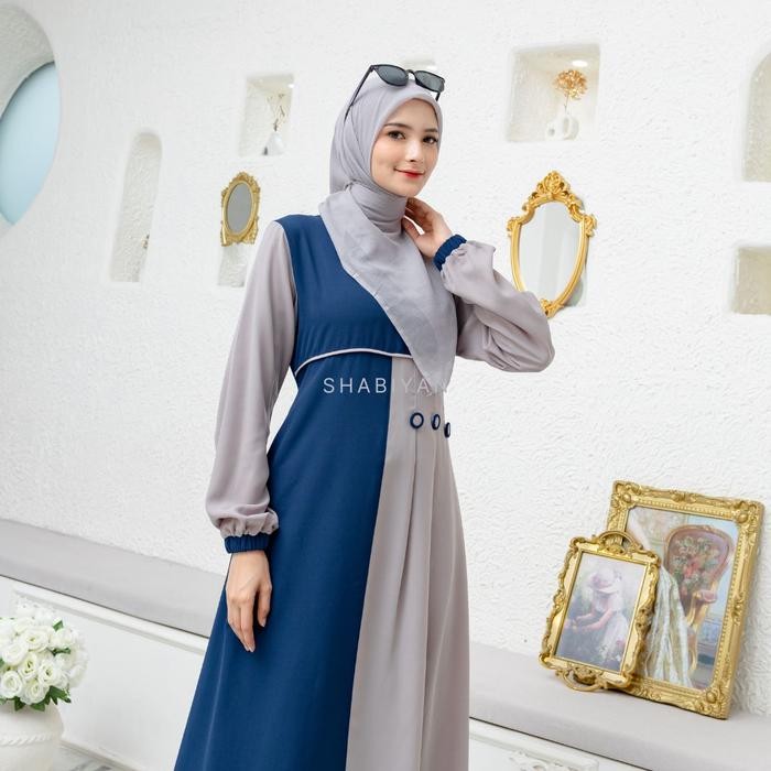 Gharim- Shabiyan.Id 388 Gamis Remaja Moscrepe Polos Kombinasi