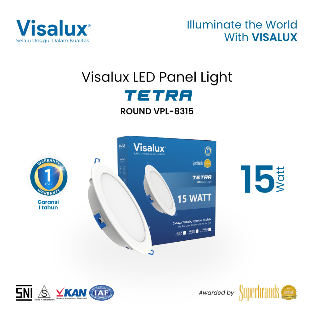 NEW PRODUCT VISALUX TETRA LED PANEL LIGHT LAMPU PLAFON RUMAH DOWNLIGHT 15W ROUND / SQUARE 6 INCH