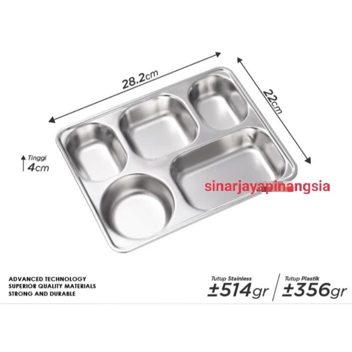 FOOD TRAY SS WADAH MAKAN TEMPAT MAKAN STAINLESS TEMPAT SAYUR MAKANAN WADAH MAKANAN MBG