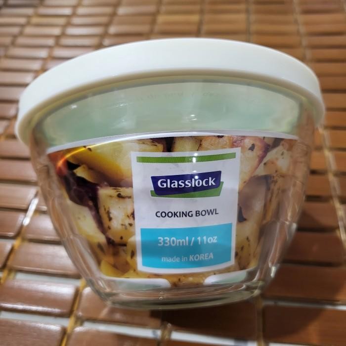 glasslock cooking bowl w steam hole 330ml wadah makanan mangkok kaca glass lock food container