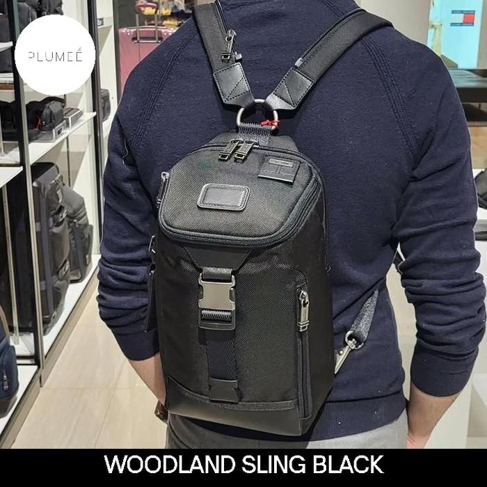 TUMI Woodland Sling Bag 2in1 Convertible Backpack Black Men