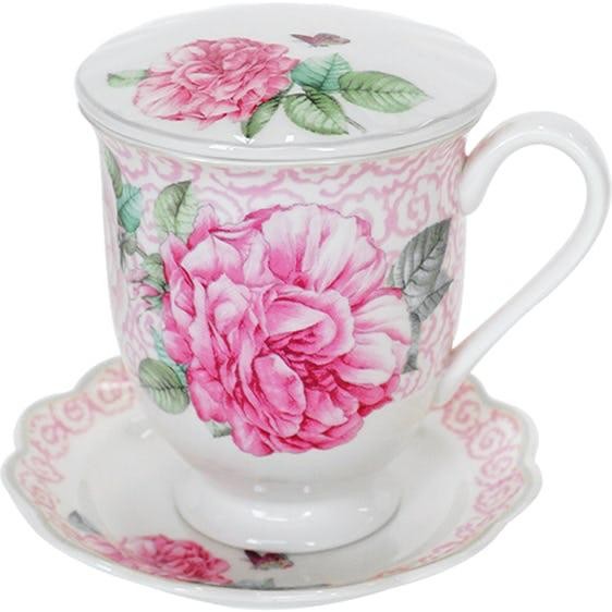 Ceramic Mug Set 3pcs Loren Saint St James cangkir dengan tutup tatakan