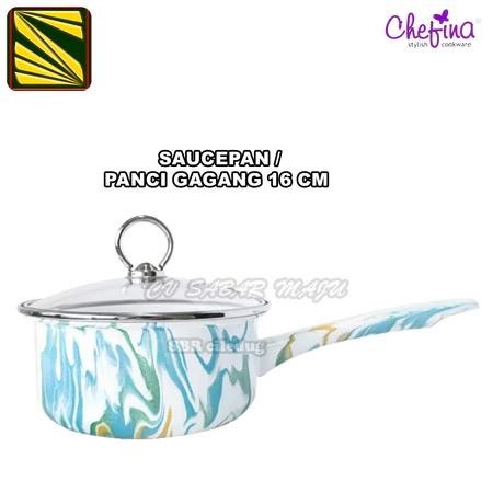 Terbaru Chefina Panci Enamel Marble - Panci Kuping 18,20&24Cm,Tempura 20Cm, Gagang 16Cm Dan Steamer