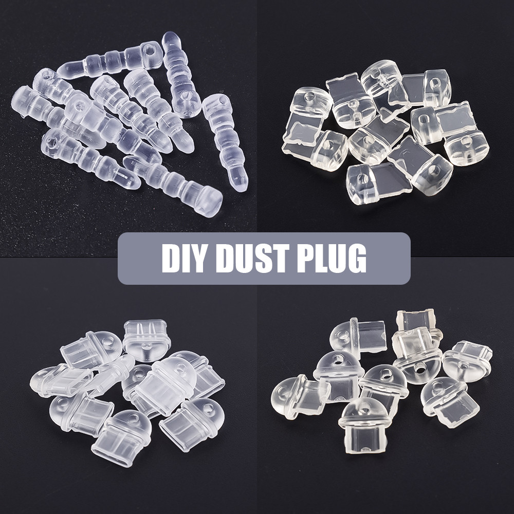1-5Pcs DIY Dust Plug Transparent Charging Port 3.5mm Earphone Plug Stopper For iPhone  Android Type 