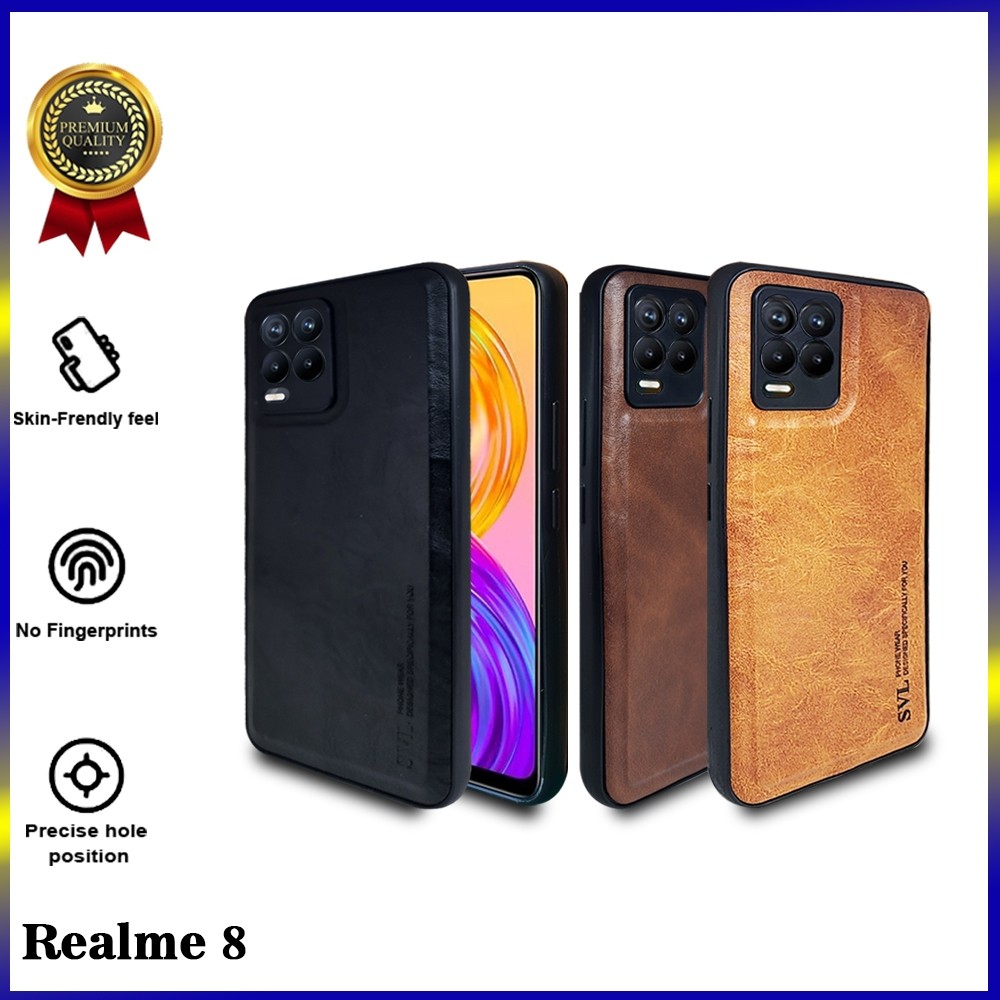 [ CUCI GUDANG ] Casing Hp Realme 8  Case SVL Leather Casing Slim Softcase Kulit