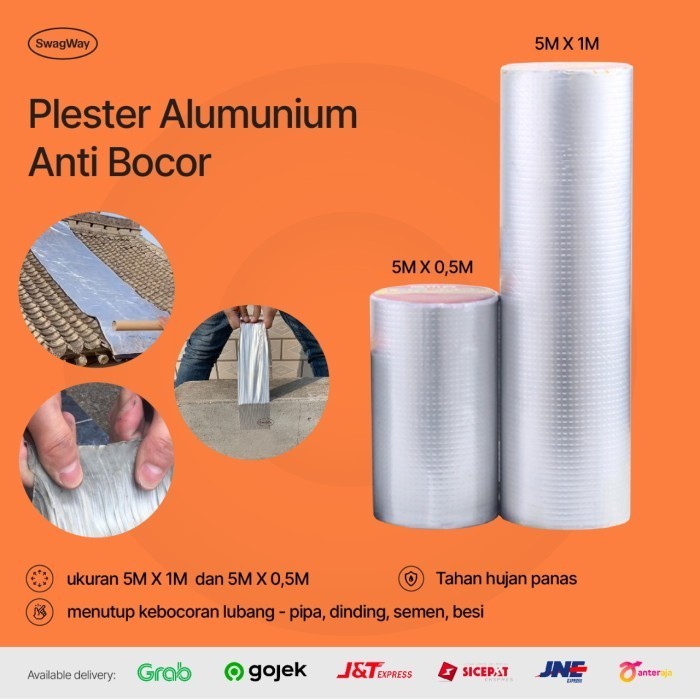Ready Plester Alumunium Karet Butyl Lakban Talang Atap Tape Anti Bocor 50Cm