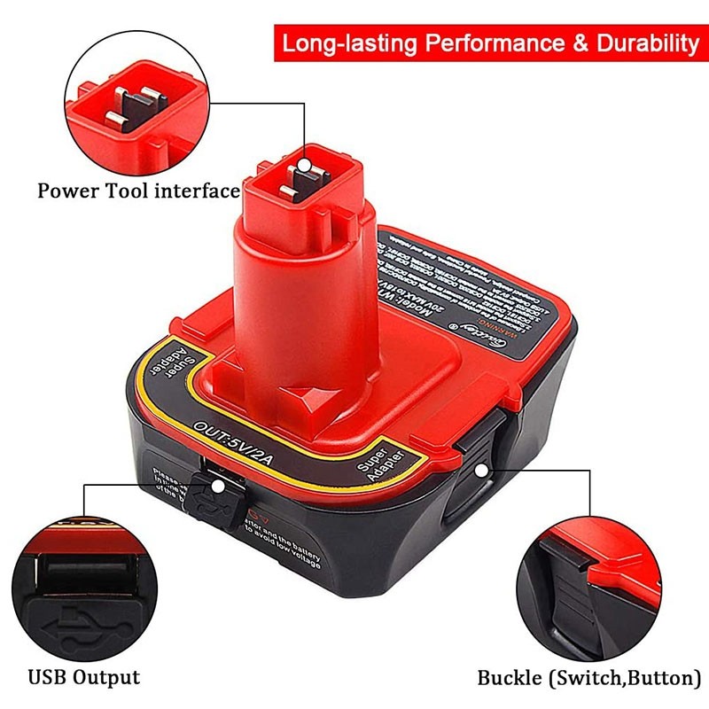 Adaptor - Battery Adapter for DeWALT Tools 18V - 20V DCA1820 DCB090 USB Function Converted Into DeWA