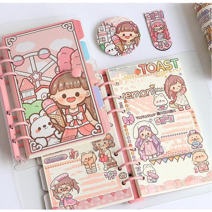 

DIARY SET BUKU JURNAL BINDER AESTHETIC BUAT HADIAH ULANG TAHUN EDISI DODO GIRL TLD81 STIKER FOTO
