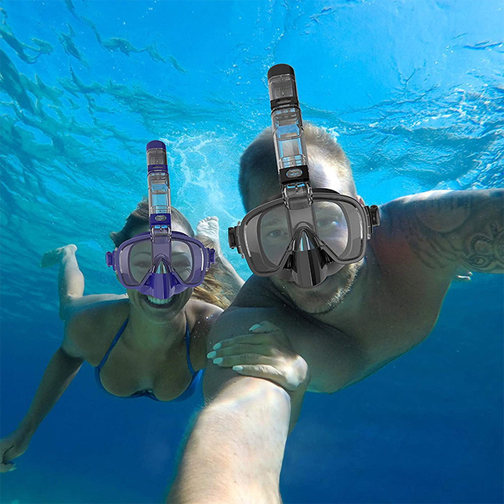 Snorkel and Diving Mask Foldable Anti-Fog Diving Mask Set with Full Dry Top System Adults Diving Gog