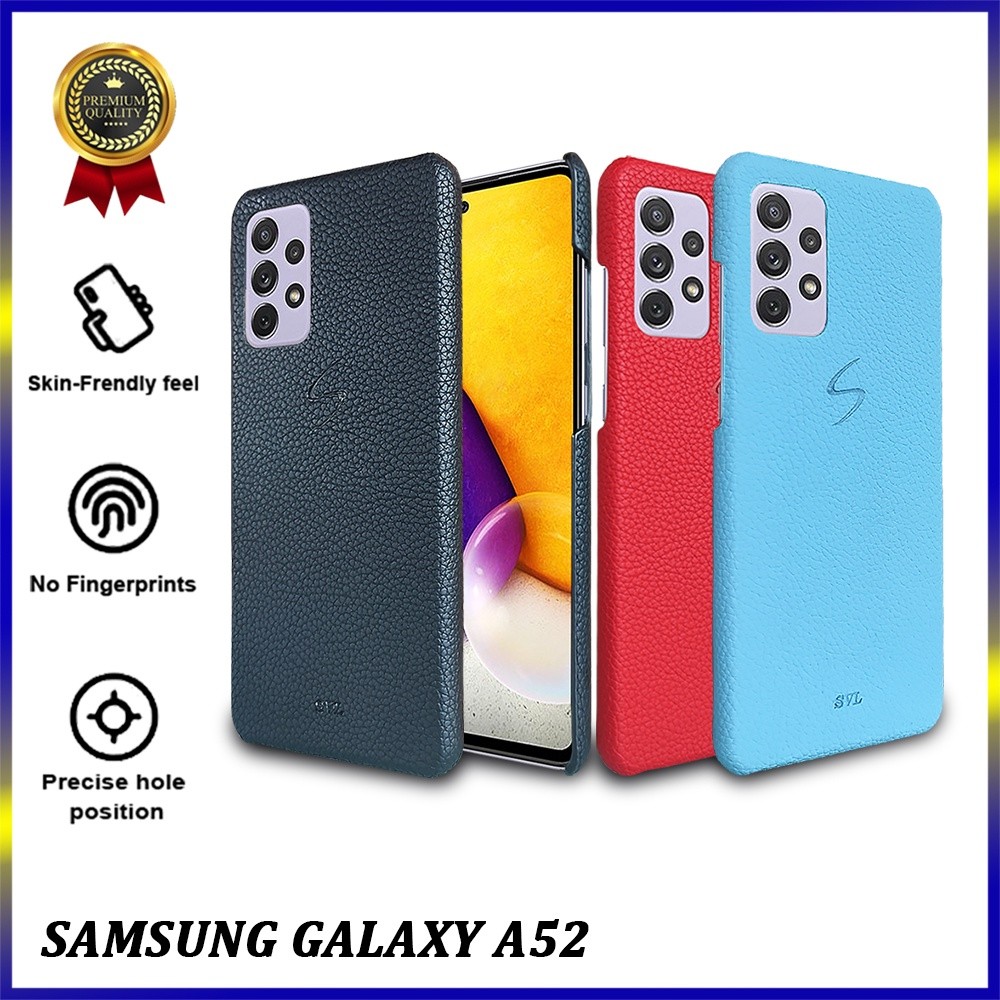 [ CUCI GUDANG ] Case Samsung A52 Hardcase SVL Vintage Leather Kulit Soft Microfiber