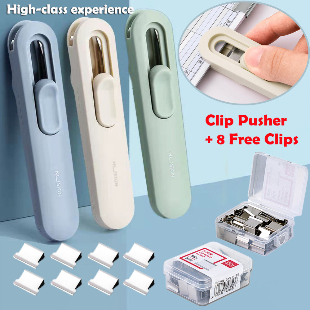 

Deli Mini Traceless Reusable Hand Clamp Push Stapler Paper Book File Office School Student Binder