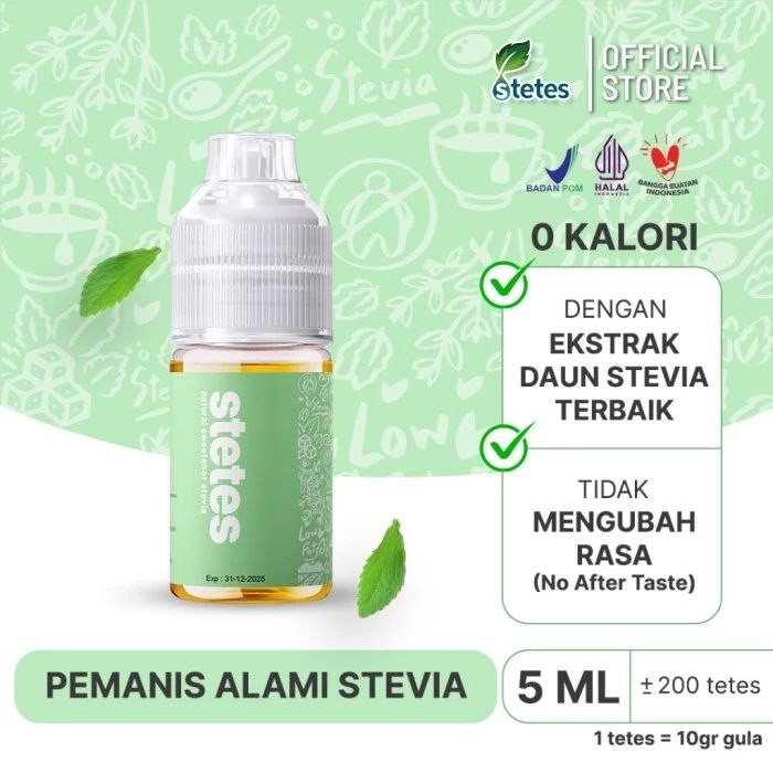 

Stetes Stevia Cair Tetes 5ml 15ml 30ml Pemanis Alami 0 Kal Naturan Sweetener