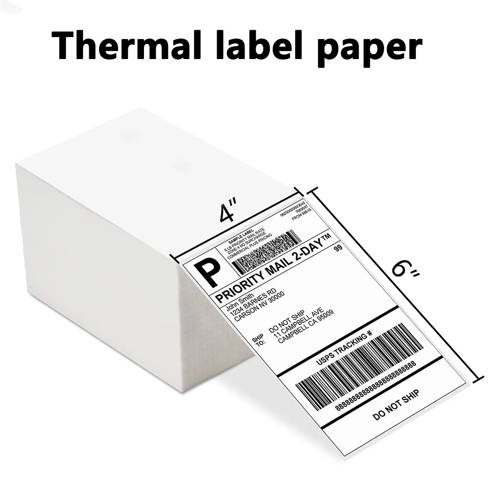 

4"X6" Thermal Label Paper 100X150Mm 100 Sheets / Stack Adhesive Stickers For Thermal Shipping Labels