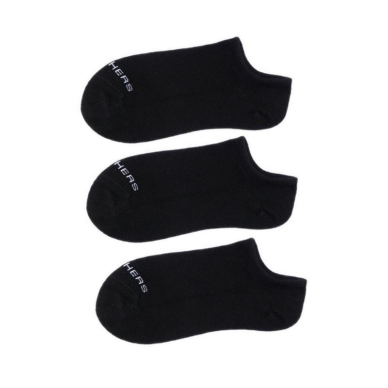 SKECHERS 3PK NON TERRY NO SHOW SOCKS WOMEN - BLACK