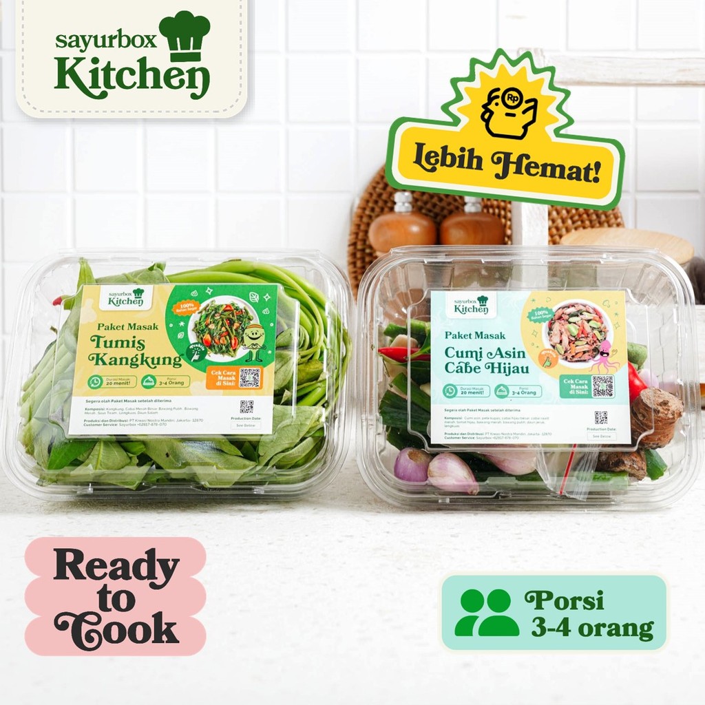 

Bundle - Sayurbox Kitchen Paket Masak Tumis Kangkung & Cumi Asin Cabe Hijau 1 pack