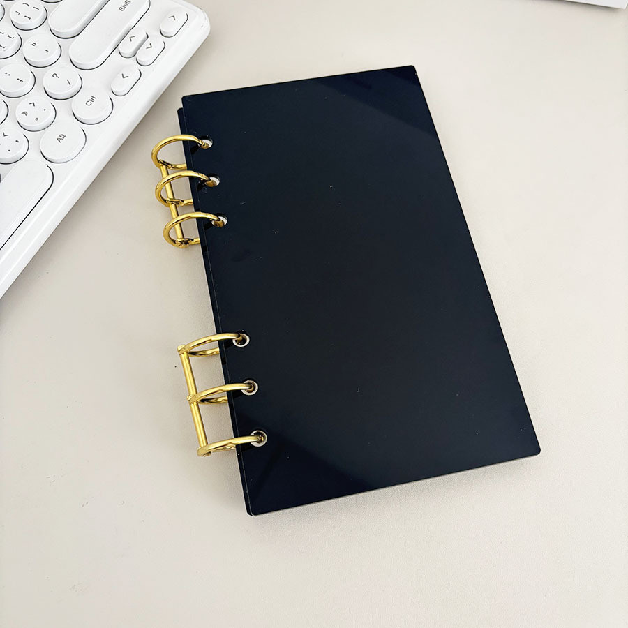

A6 Acrylic Black Double-Sided Laminated Hard Diy Cover Photo Album Loose Leaf Binder Account Book