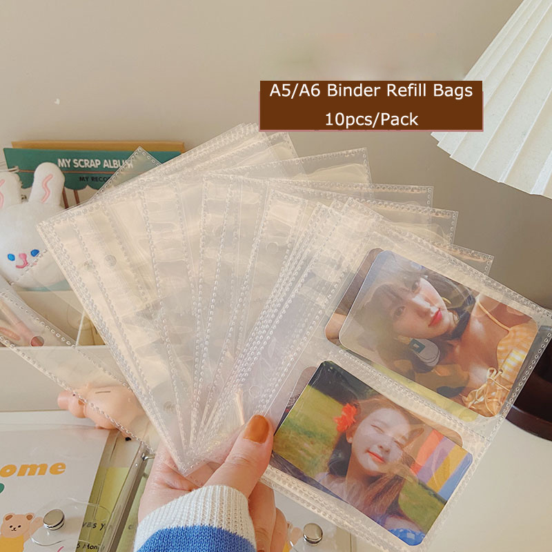 

Skysonic 10Pcs A5 A6 Pp / Pvc Binder Sleeves For Storage Postcards Bag Album Book Sheet Notebook