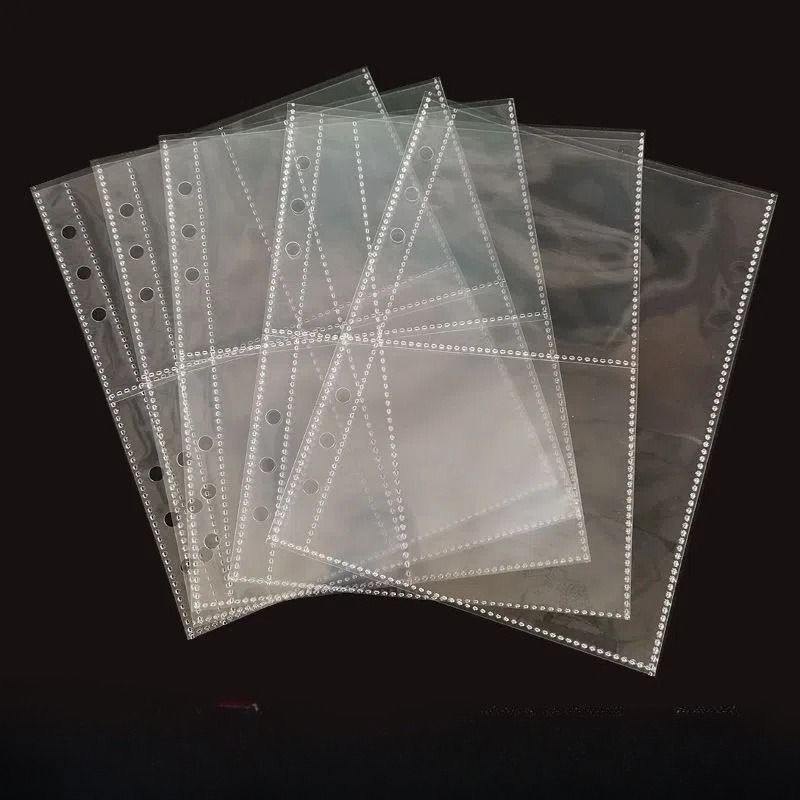 

10Pcs A5 Diy Binder Refill Sleeves 1/2/4 Pockets Postcard Collect Protector Clear Loose Leaf 6 Holes