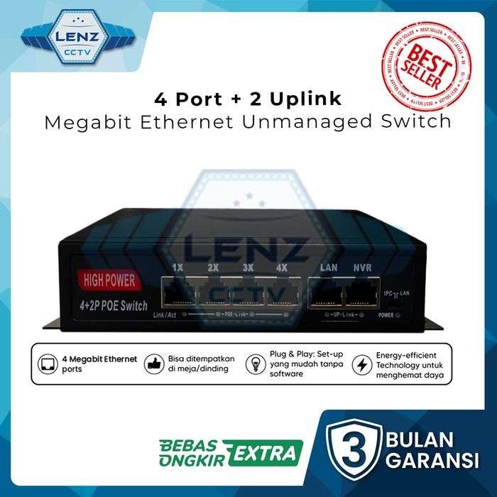 JTTOP" SWITCH POE HUB 4+2 PORT / SWITCH POE 4 PORT