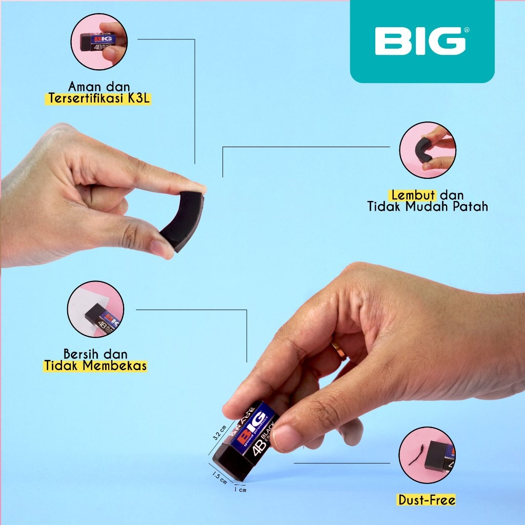 

40 Pcs BIG Penghapus / Eraser Pensil Hitam Kecil Dust Free ER-9402