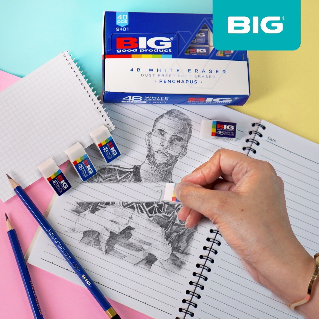 

40 Pcs BIG Penghapus / Eraser Pensil Putih Kecil Dust Free ER-9401