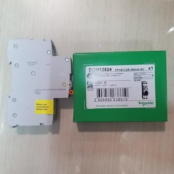 Unik Elcb Rcbo Slim Domae Schneider 1P 25A