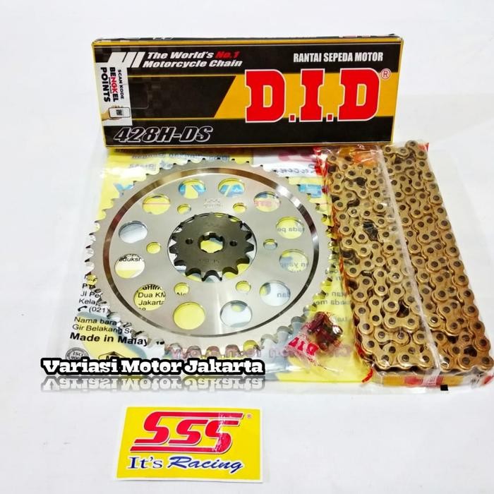 Gear Set SSS CB150X CBR150 LED CB150R CBR150R Lubang Baut 6 Rantai DID HDS Gold 130L 428
