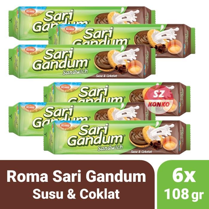 

PastikanTerjaminMutunya- Six Pack - 6x Roma Sari Gandum Coklat Susu 115 gr - Biskuit Sandwich
