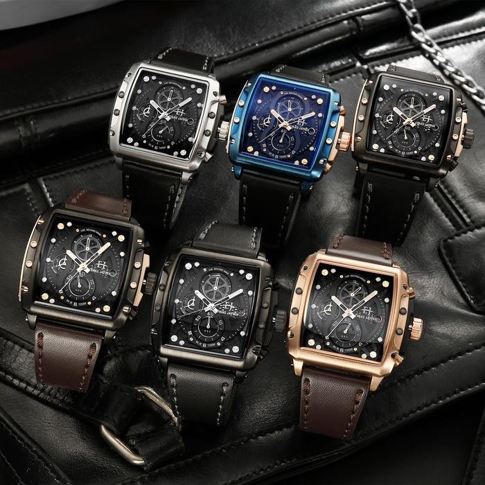 DISKON jam tangan Evans Jayden Jam Tangan Pria 9550 Kulit Kaca Sapphire Chronograph Water Resistant