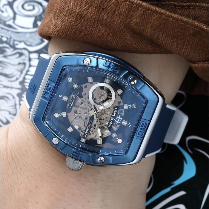 DISKON jam tangan  Evans Jayden Jam Tangan Pria 9563 Rubber Automatic Movement Silicon Kaca