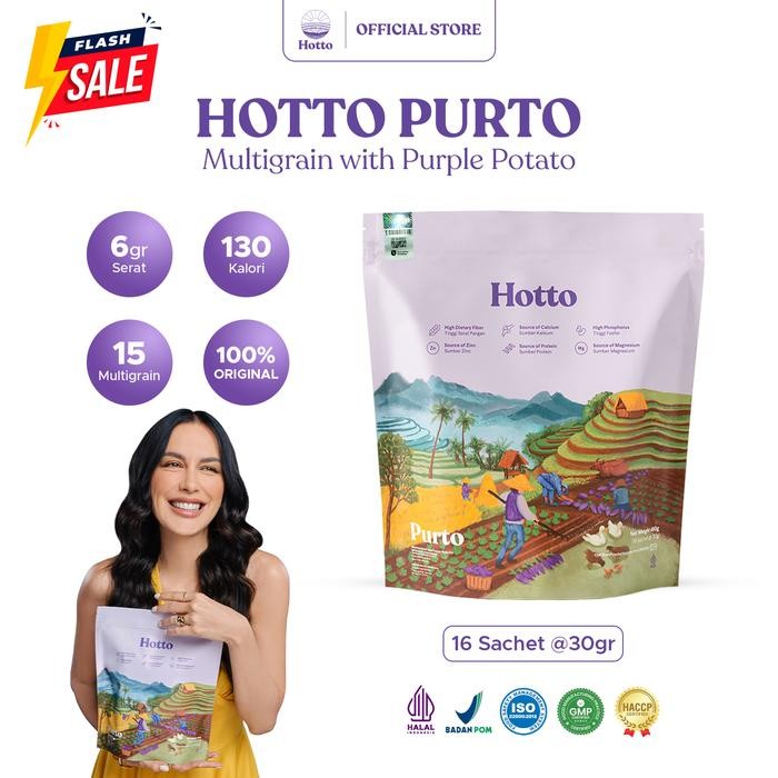 

PastikanTerjaminMutunya- FLASH SALE!!! Hotto Purto Pouch Oat Multigrain dengan Ubi Ungu