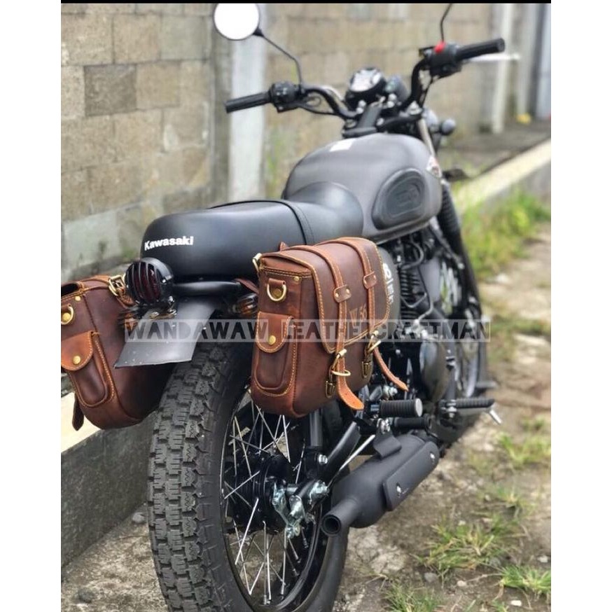 PREMIUM Tas motor w175, sidebag w175, tas kulit w175