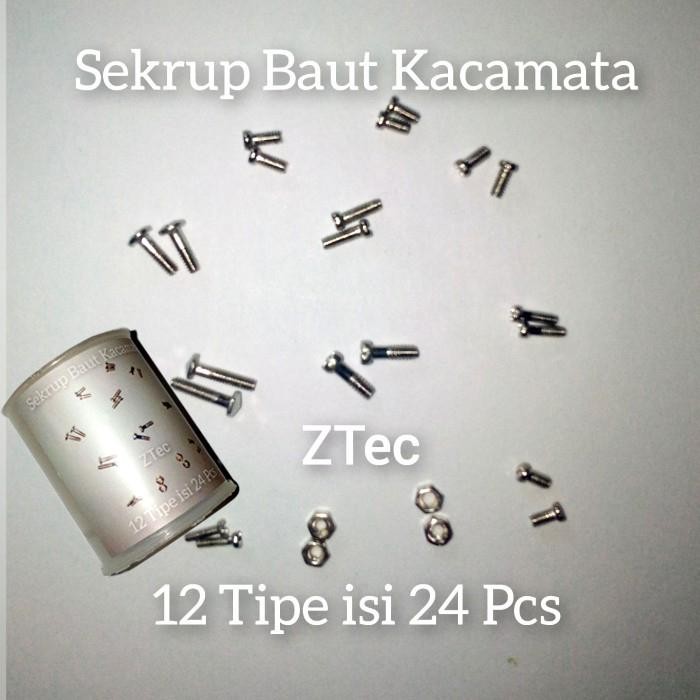 PREMIUM BAUT SEKRUP MUR NOSEPAD PENYANGGA FRAME KACAMATA ISI 24PCS 12 TIPE