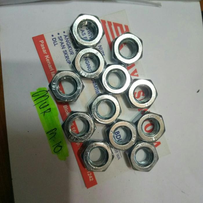 PREMIUM mur m10 putih / mur 10mm galvanis / mur drat halus 10mm