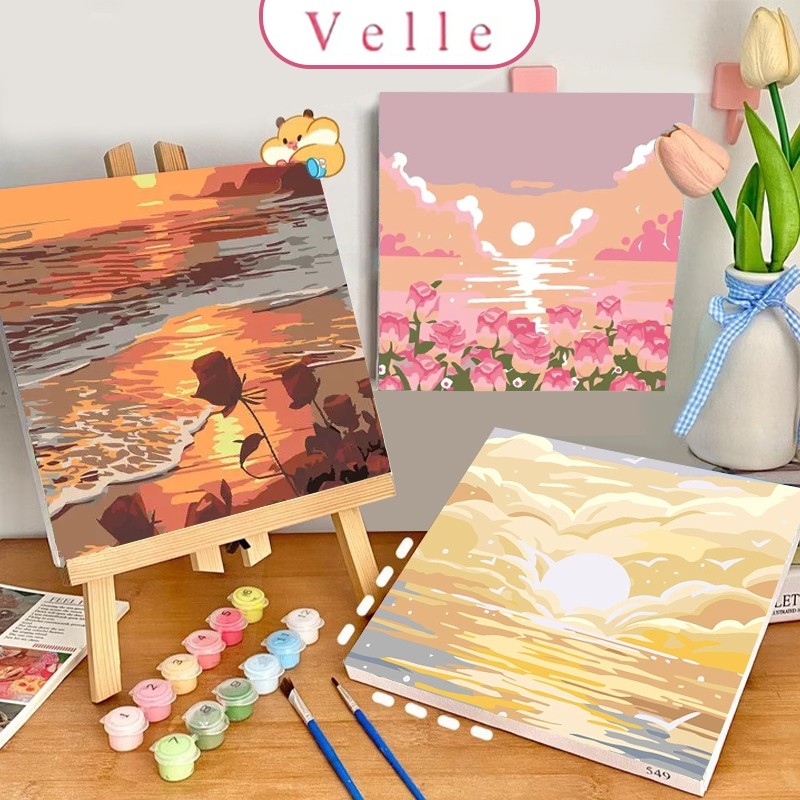

PROMO / VELLE Melukis 20 x 20cm/Paint By Number Kit DIY/ Digital Painting Kit Kanvas Painting-Alat