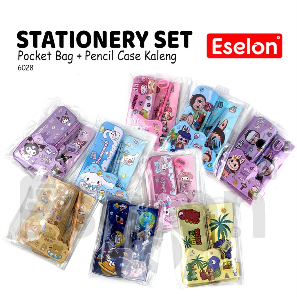 

PROMO / 8in1 Stationery Set Mika 6028 /Paket Alat Tulis Ziplock Karakter