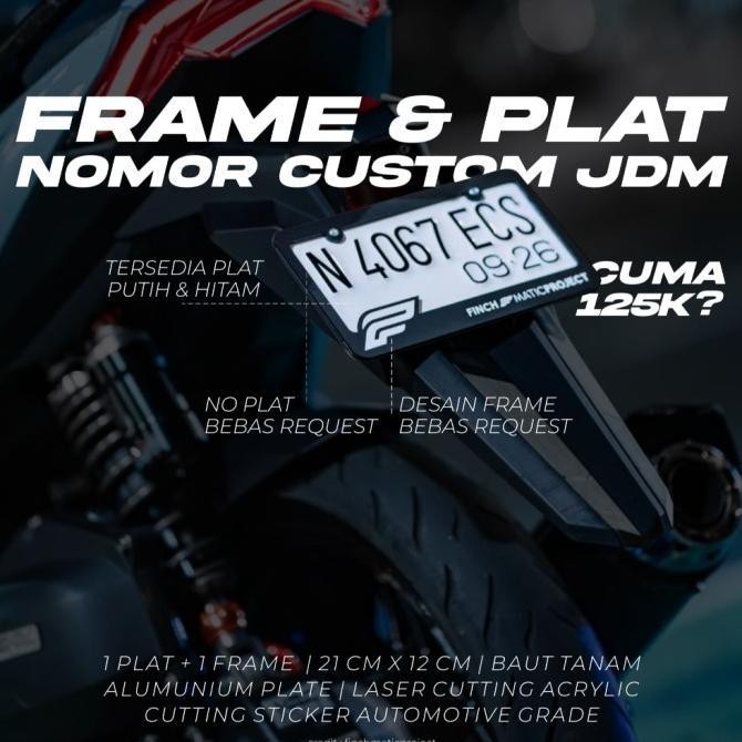 [Frame + Plat] Frame & Plat Nomor Custom JDM Untuk Motor